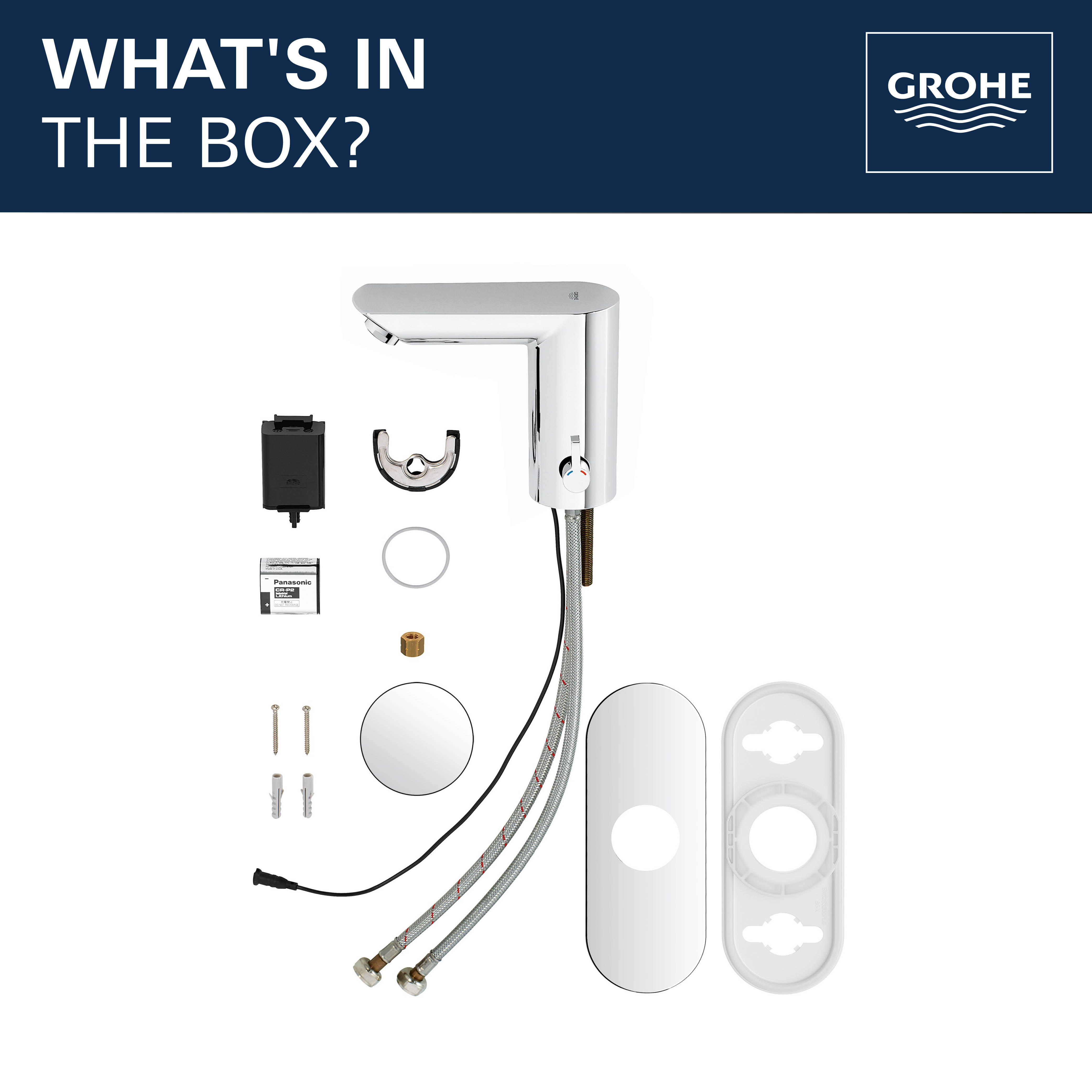 E Touchless Electronic Faucet with Temperature Control Lever, Battery